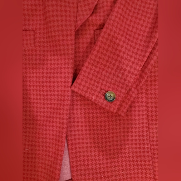 Cabi red blazer / jacket with ruffle & houndstooth pattern, XS - Picture 8 of 16